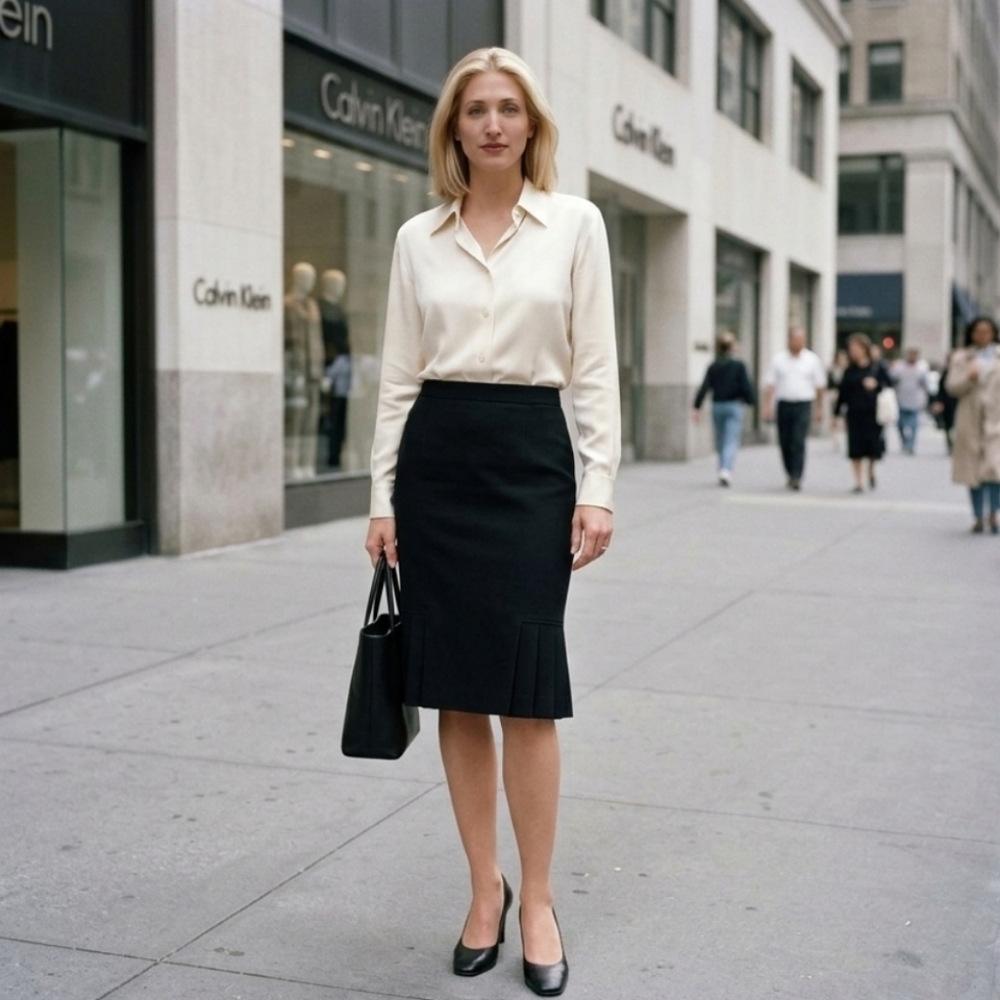 Black Pencil Skirt Office Career Wear Teacher Modest Minimalist Chic Timeless